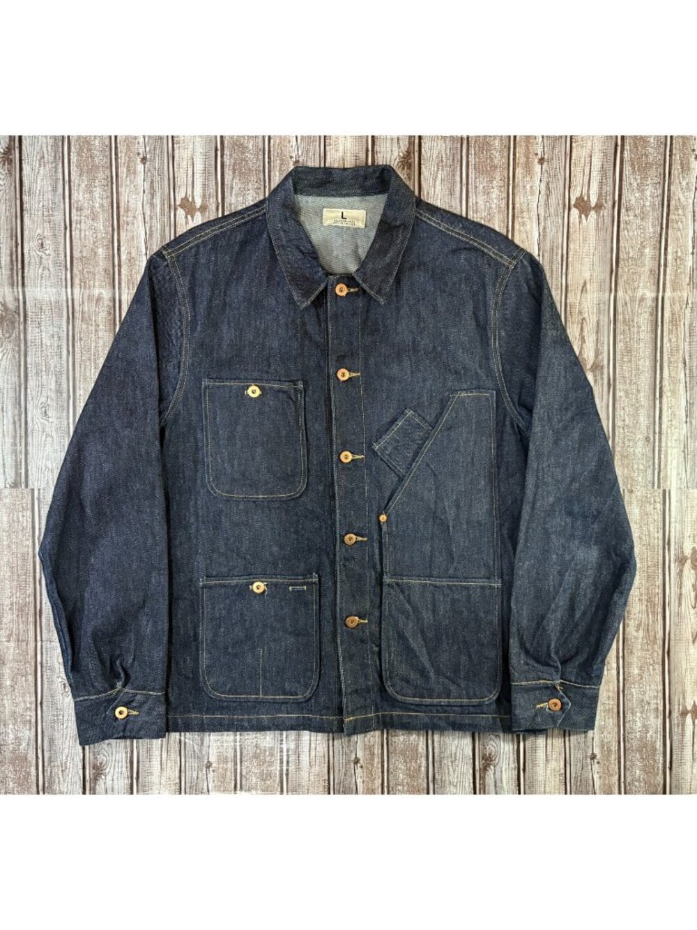 Tellason Stock Coverall 14oz Cone Mills Denim Jacket sz L Made in USA